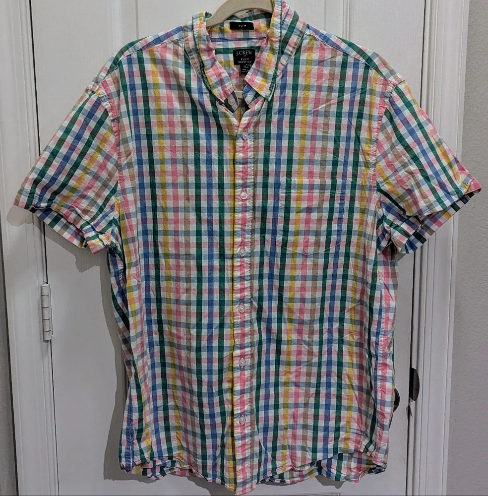 J. Crew Multicolor Plaid Men's Shirt Slim Size‎ XL